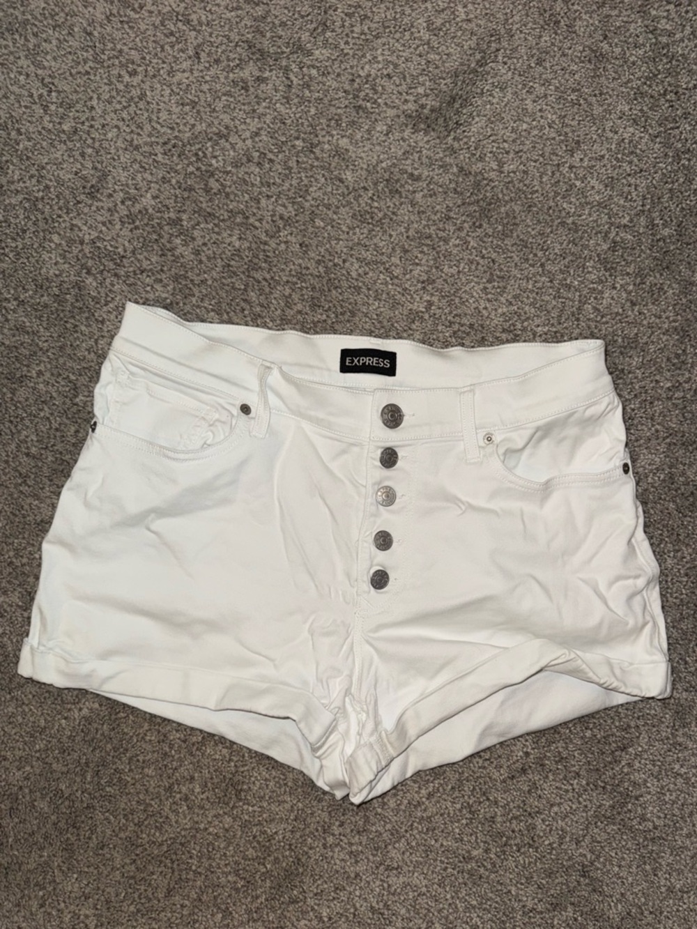 Express White High-Rise Button-Fly Denim Shorts